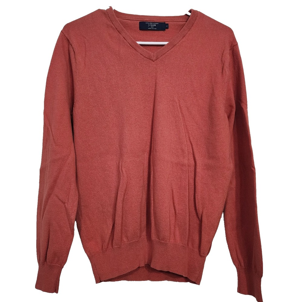 J. Crew Sweater Men's Small Salmon Orange 95% Cotton 5%‎ Cashmere Knit Crewneck